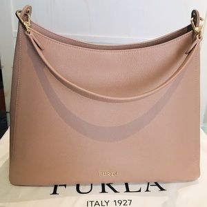 FURLA Pink Leather Shoulder Bag (magnetic closure)
